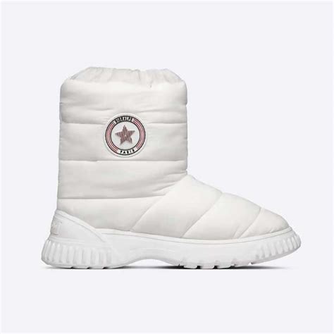 Dior Frost Ankle Boot White Quilted Nylon and Shearling